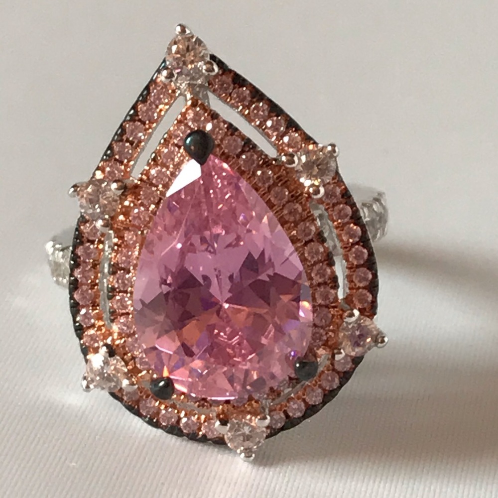 Sterling Pink CZ Cocktail Ring